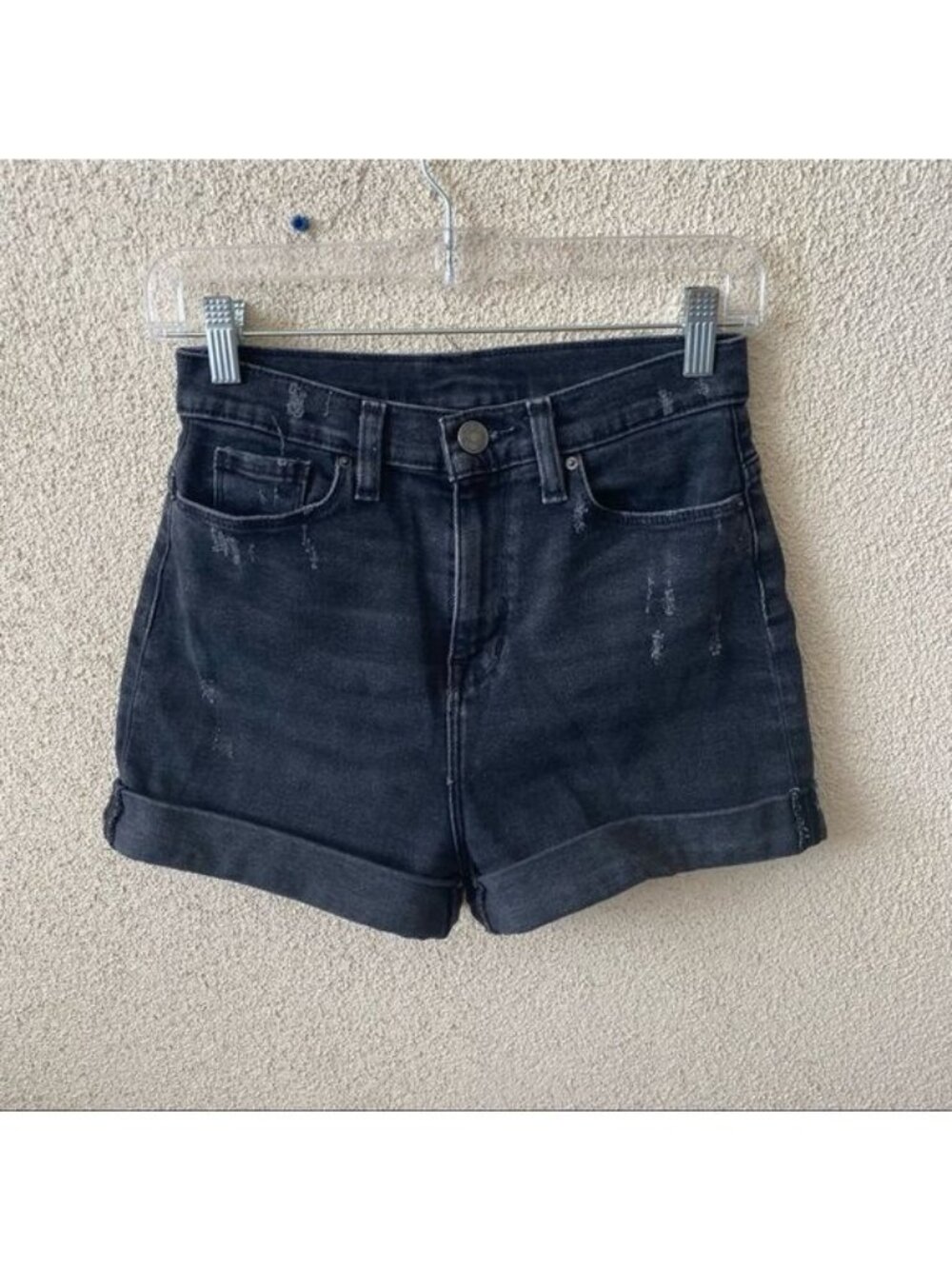 BDG Urban Outfitters Womens Shorts Black Roll Hem Mom High Rise Jean Size 25